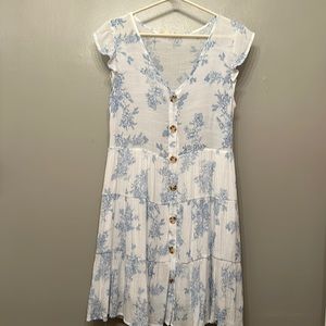 Altar’d State Dress with Blue Pattern and Button Front